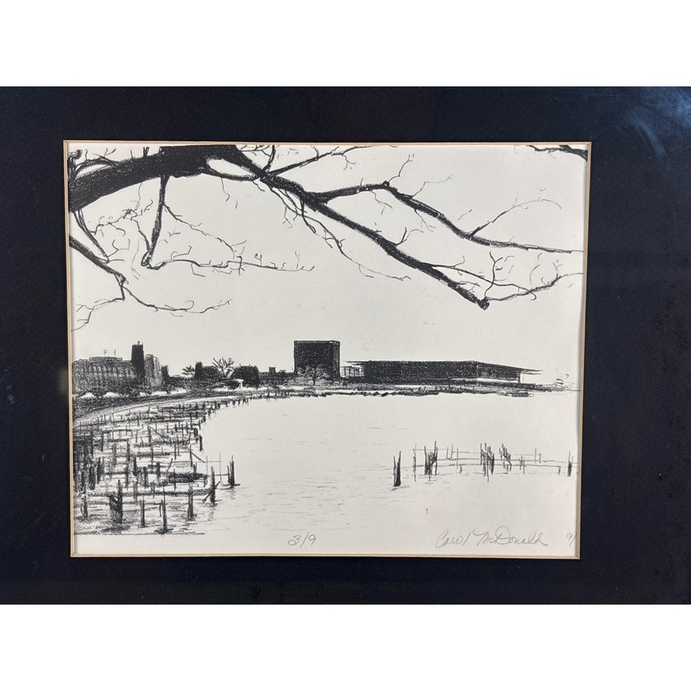 Carol McDonald Signed Numbered Art Print 3/9 Waterfront Landscape Silver Frame - Picture 2 of 8